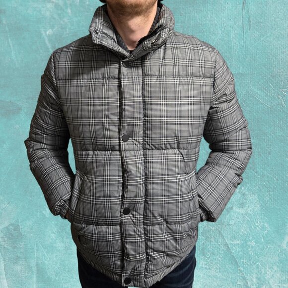 H&M Men’s Black & White Plaid Puffer Jacket – Size Small (NWOT) - Picture 3 of 8